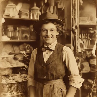 Commerçante artisanale, photo sépia